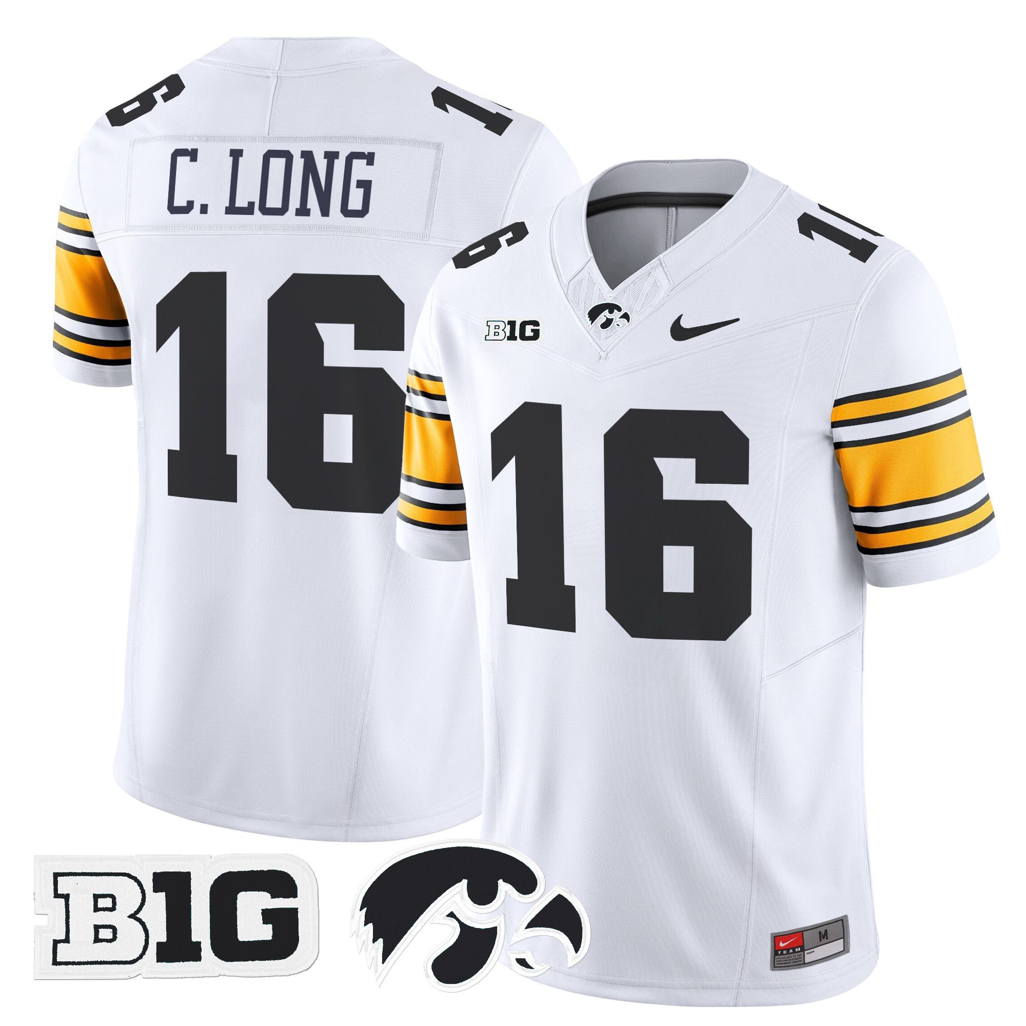 Men Iowa Hawkeyes #16 C.Long White Nike 2024 Vapor Limited NCAA Jersey